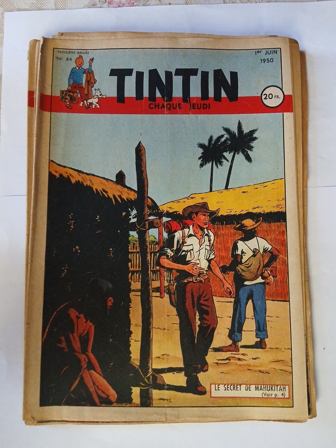 Lot  de 10 Journal Tintin Année 1950 Complète  N° 84 à 93. Edition Francaise