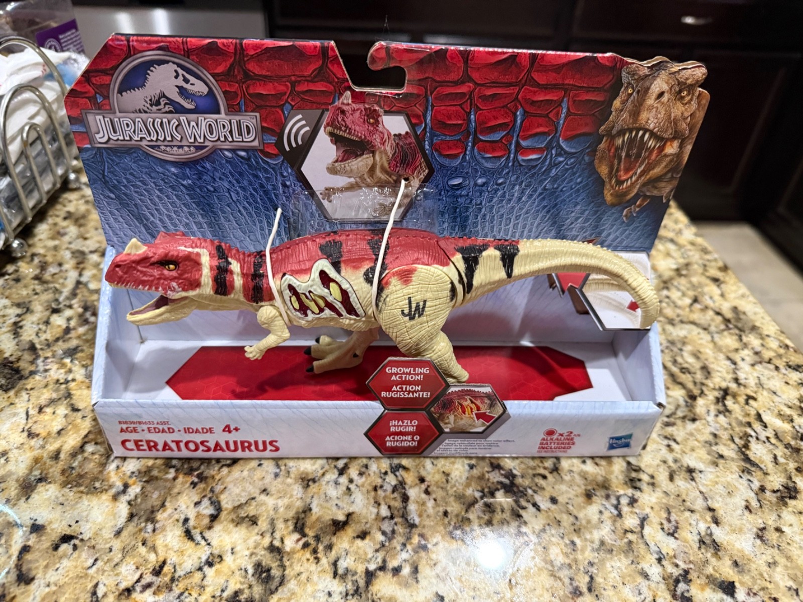 Jurassic Park Lost World 2015 Hasbro Ceratosaurus nuovo con scatola Mattel Kenner da collezione