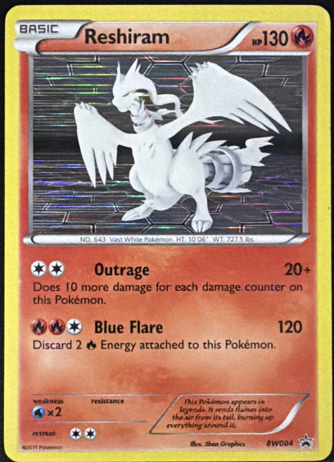 Reshiram BW004 Black & White Black Star Promo Holo MP