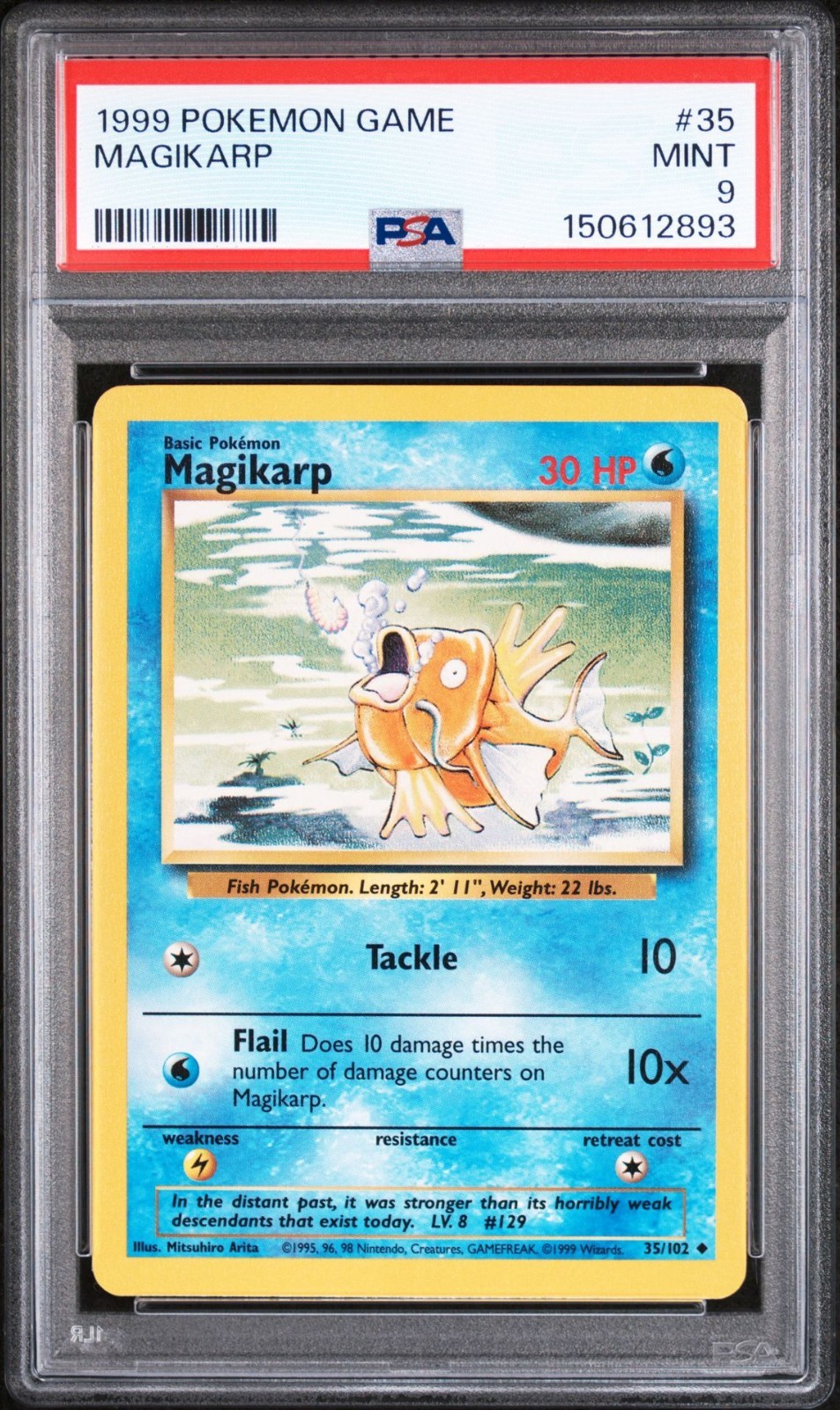 Gioco Set Base 1999 #35 Magikarp PSA 9 Pokemon come nuovo