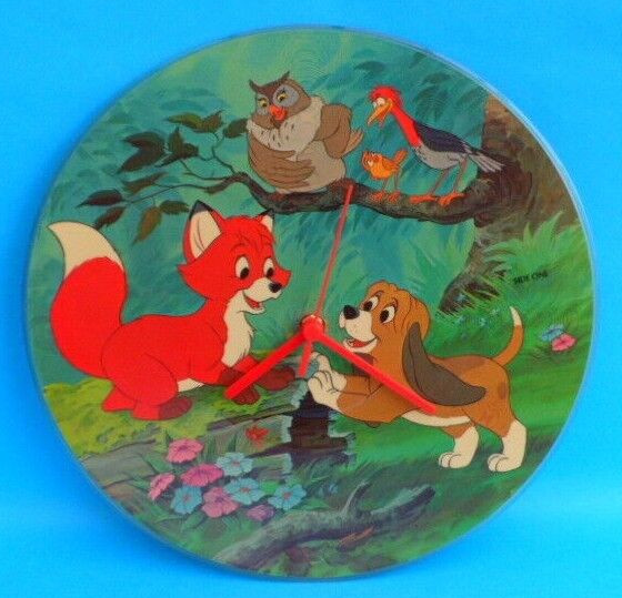 DISNEY CLOCK FOX & THE HOUND Wall Clock Upcycled 12" Picture Disc LP SN12P051