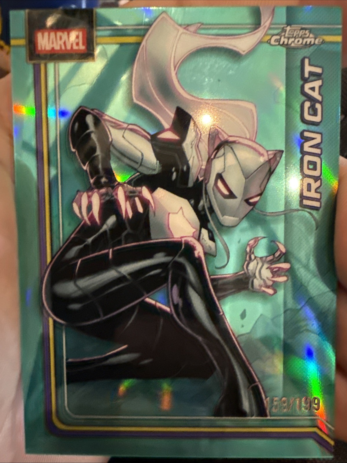 2026 Topps Chrome Marvel Comics #127 Iron Cat AQUA REFRACTOR /199