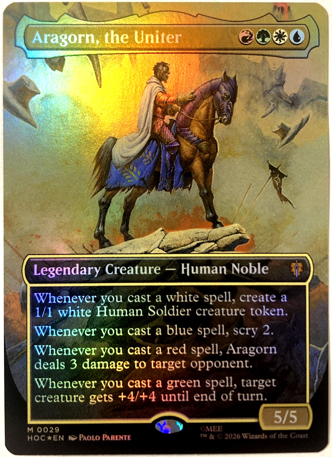 MTG Aragorn, the Uniter (Borderless Foil) Lo Hobbit: Eternal-Legal 0029 quasi nuovo