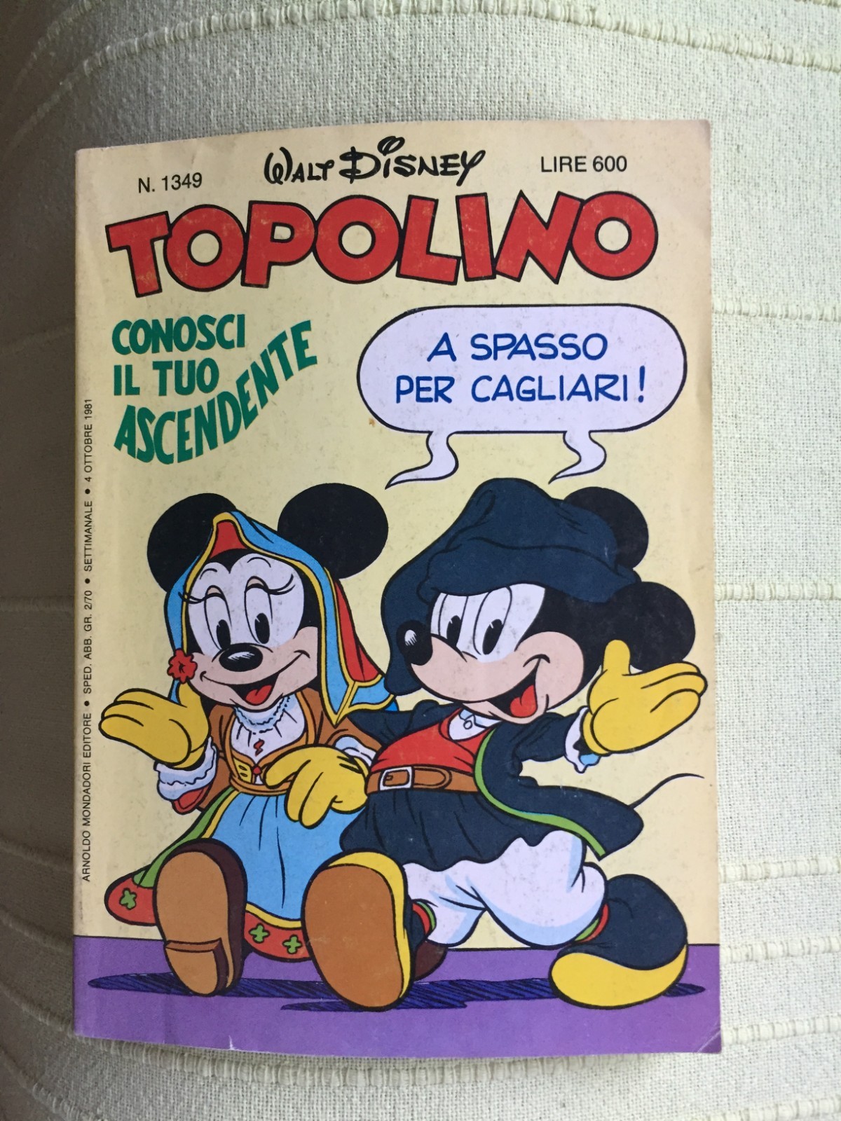 TOPOLINO N° 1349 - 4 OTTOBRE 1981. BOLLINI+PUNTI+RUBRICA SU CAGLIARI. OTTIMO!