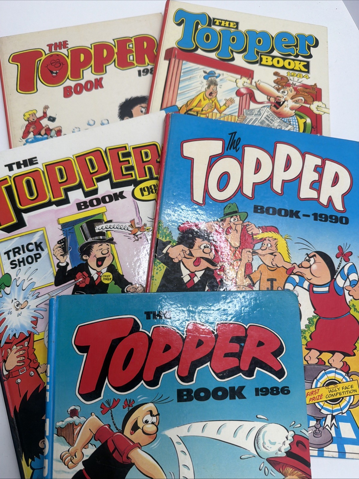 5 x THE TOPPER BOOK - CHRISTMAS ANNUALS Bundle / Job Lot  from 1983-1990