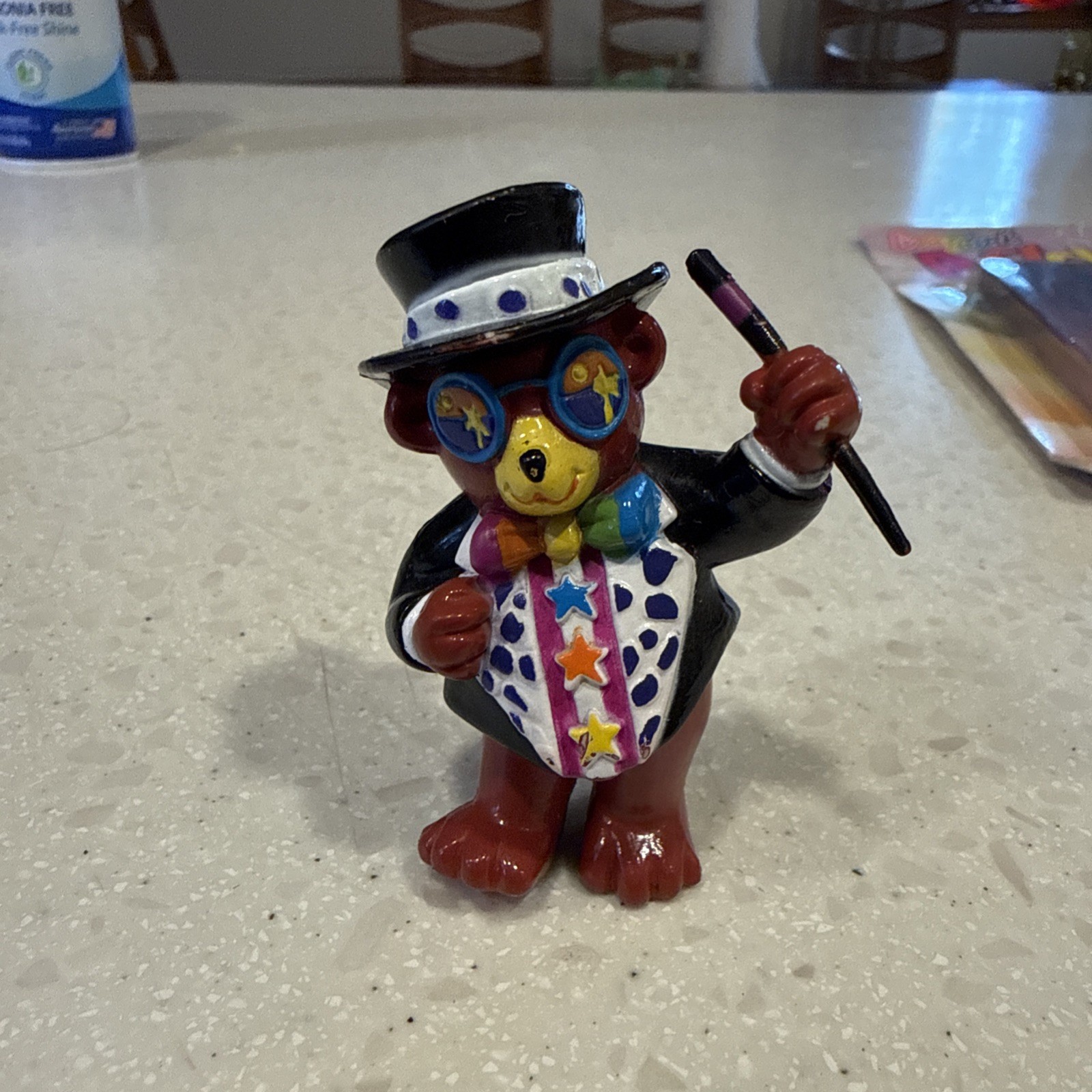 VTG Lisa Frank Hollywood Rainbow Bear PVC Toy Figure Magician Top Hat 
