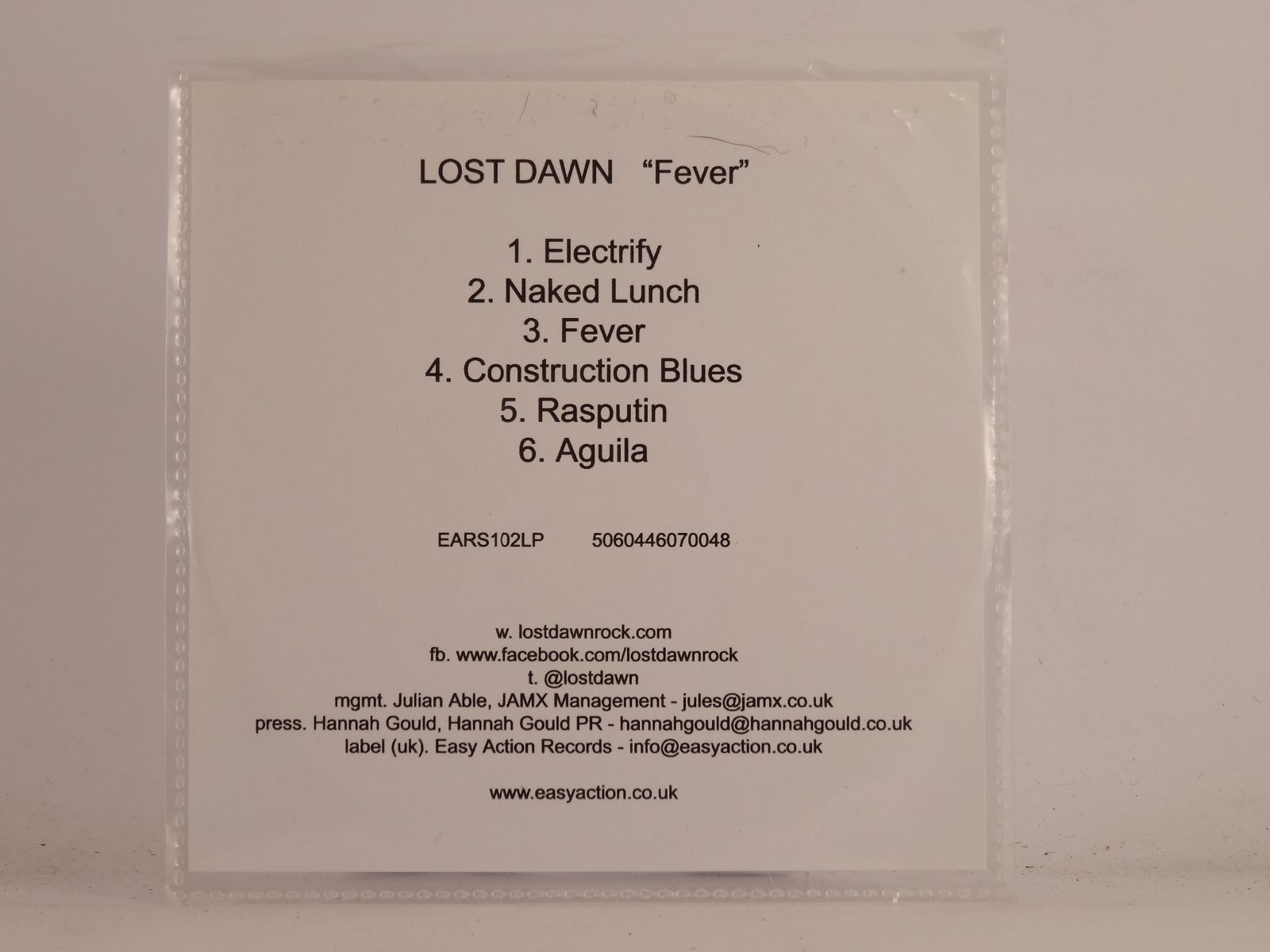 LOST DAWN FEVER (544) 6 Track Promo CD Album plus White Sleeve 