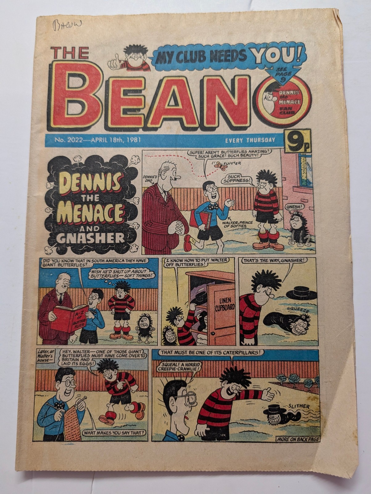 Beano Comic No 2022, April 18th 1981.