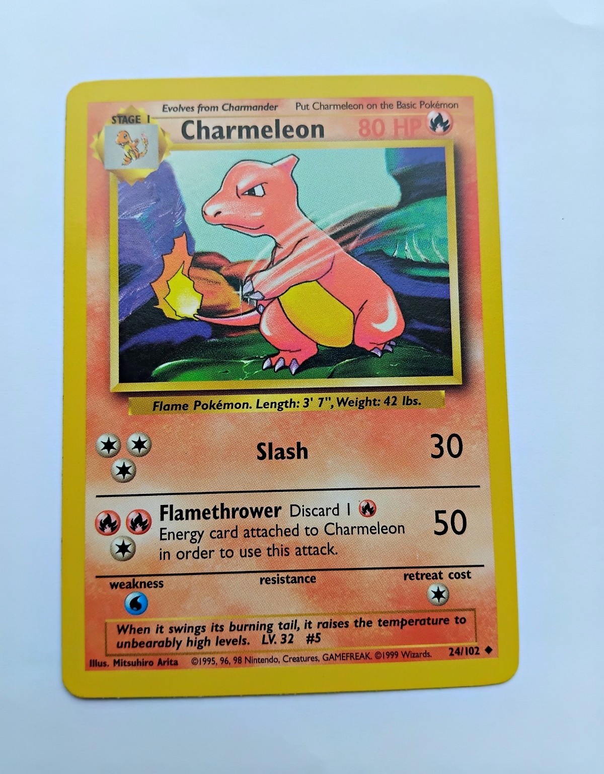 Charmeleon 24/102 1999 Base Set Unlimited WOTC Vintage Pokémon Card LP