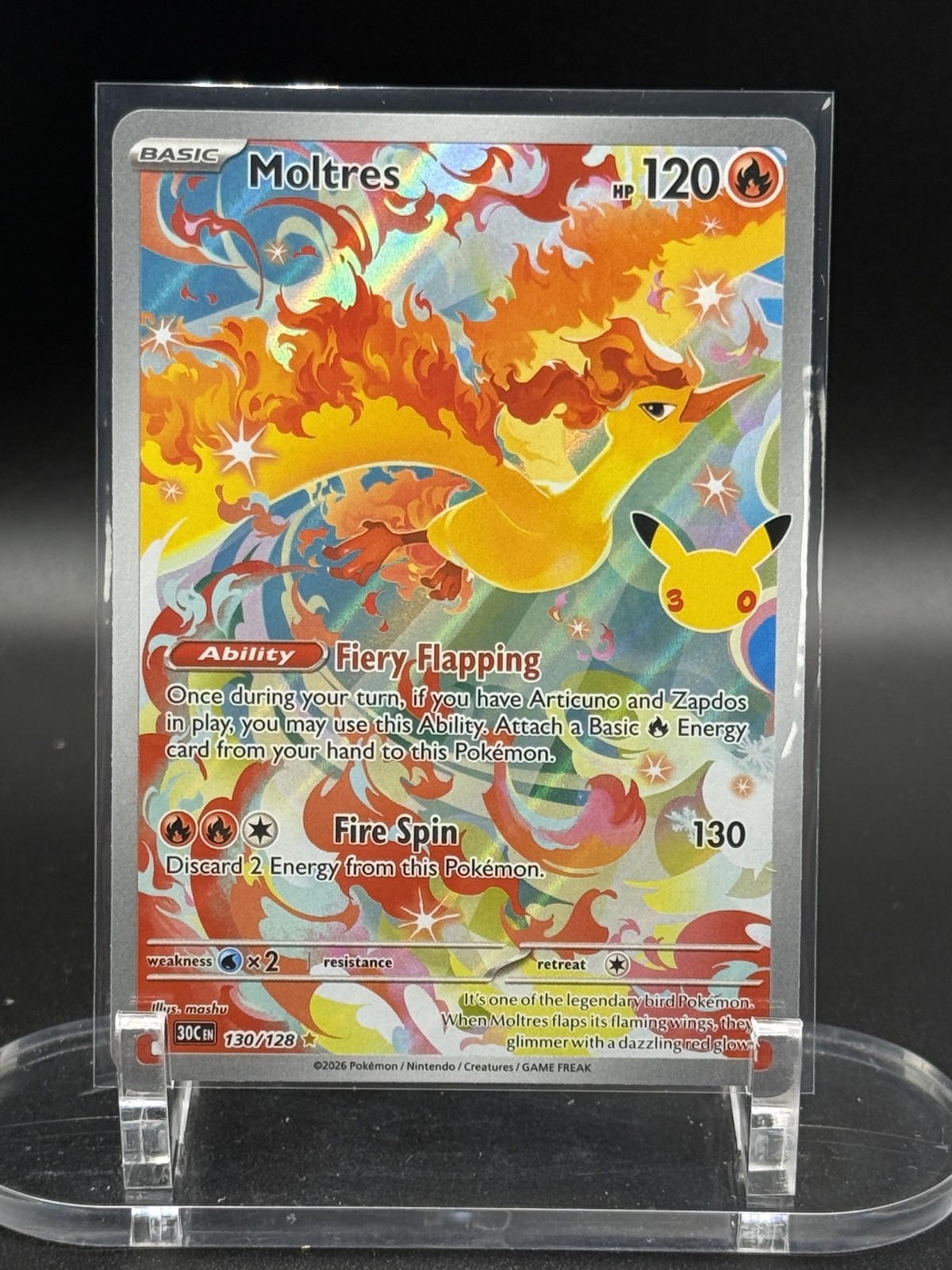 Moltres 130/128 Me: Holo Celebrazione 30°