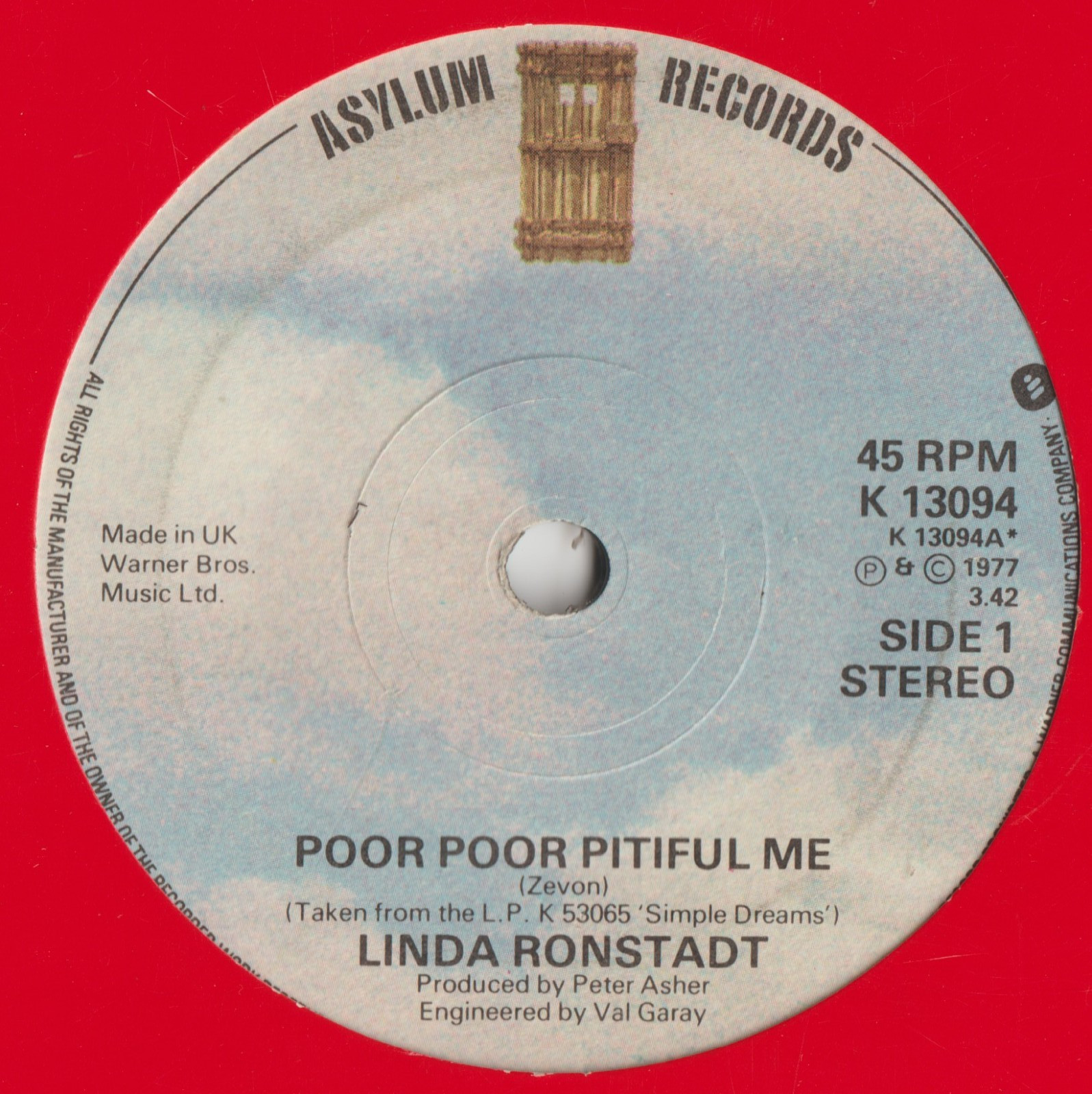 Linda Ronstadt – Poor Poor Pitiful Me - Asylum - K 13094