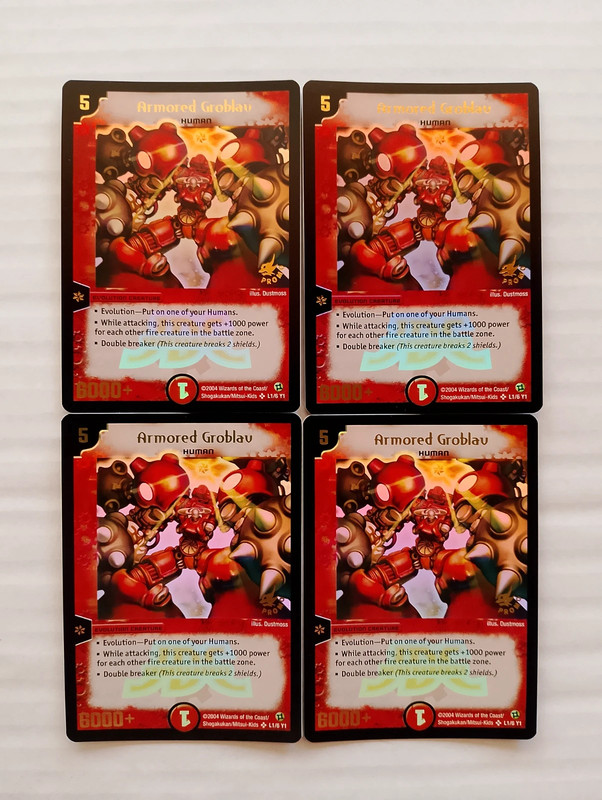 Set 4x Armored Groblav L1/6 Y1 Promo Foil Duel Masters