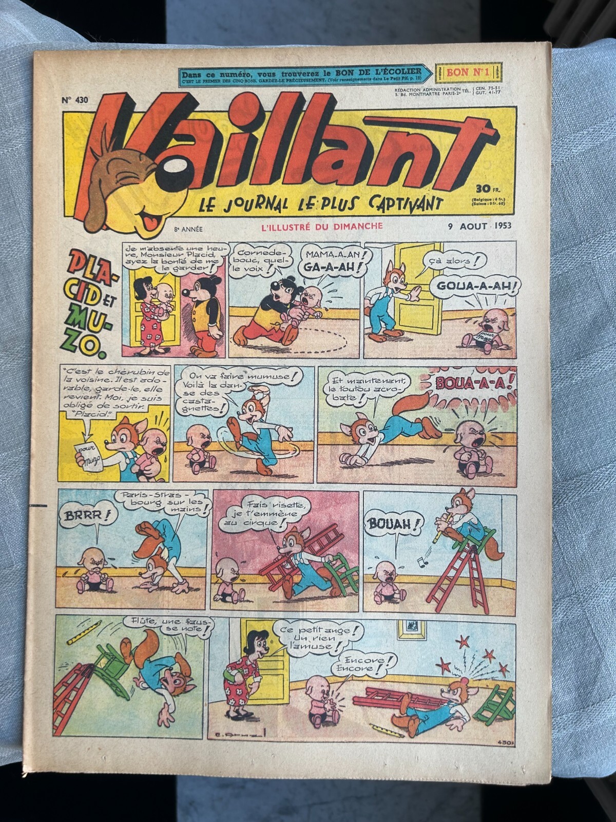 Vaillant Il Giornale Più Avvincente N°430 1953 Pif Il Cane Buone Condizioni