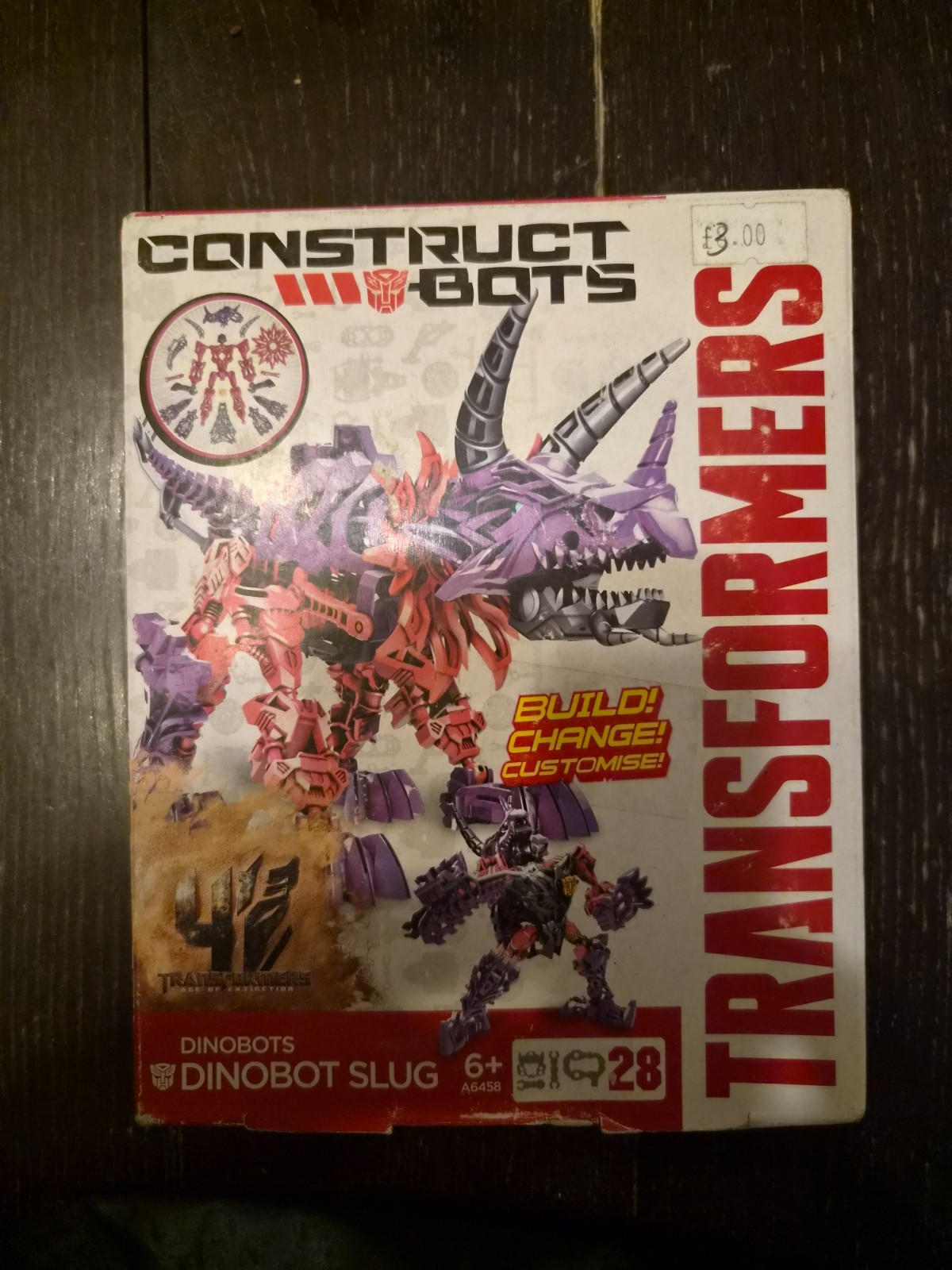 Transformers Construct Bots Dinobot Slug A6458 Age of Extinction Sealed Hasbro