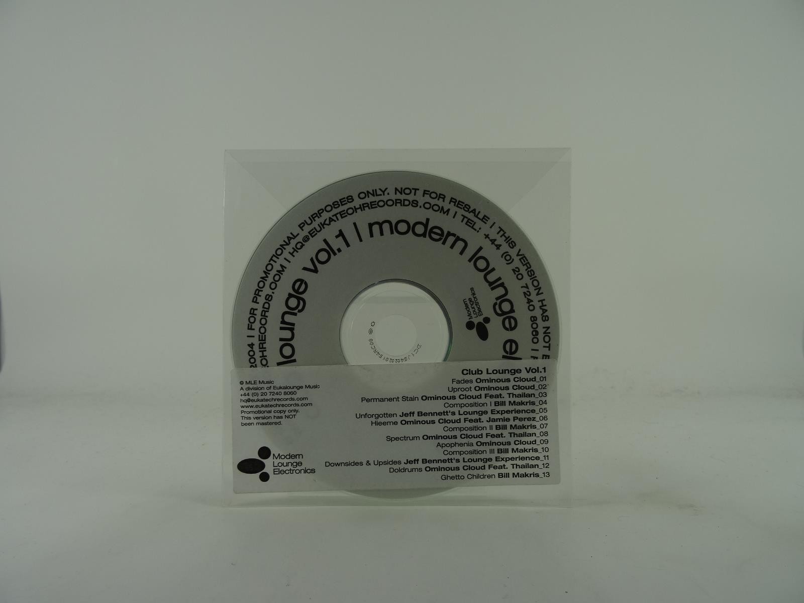 OMINOUS CLOUD/BILL MAKRIS CLUB LOUNGE VOL.1 (14) 13 Track Promo CD Album plus Pl