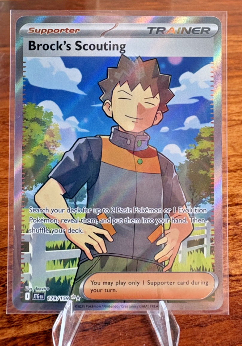 Pokemon TCG - Brock's Scouting 179/159 Sv09: Journey Together Holo NM Pack Fresh