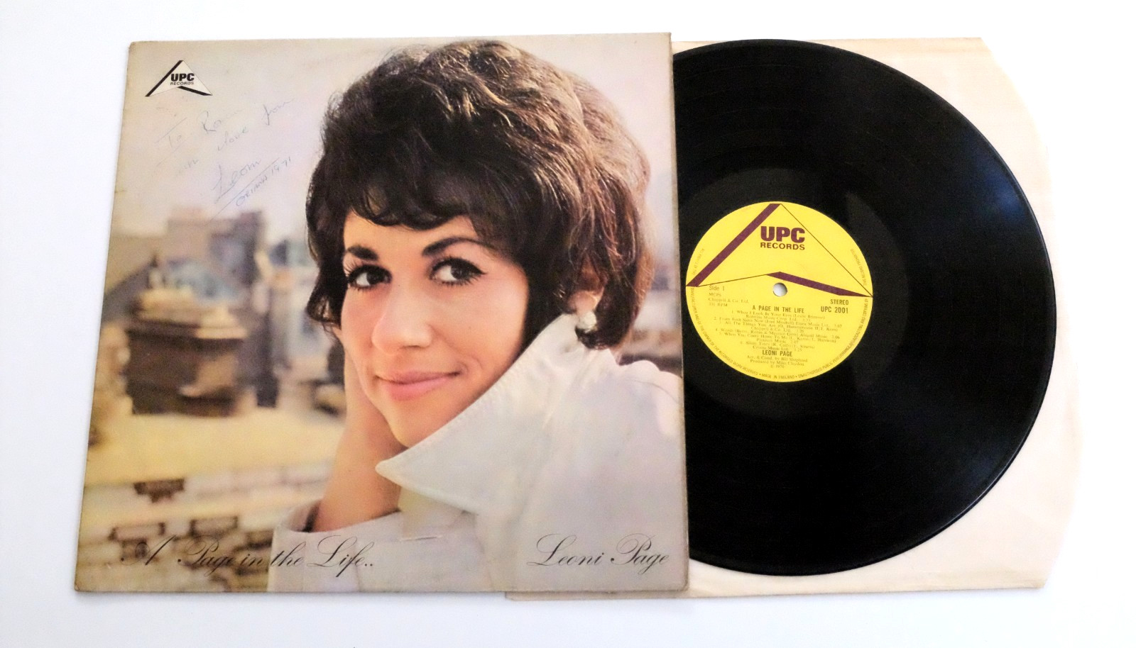 LEONI PAGE - A PAGE IN THE LIFE LP VINYL Rare 1970 UK Album SIGNED