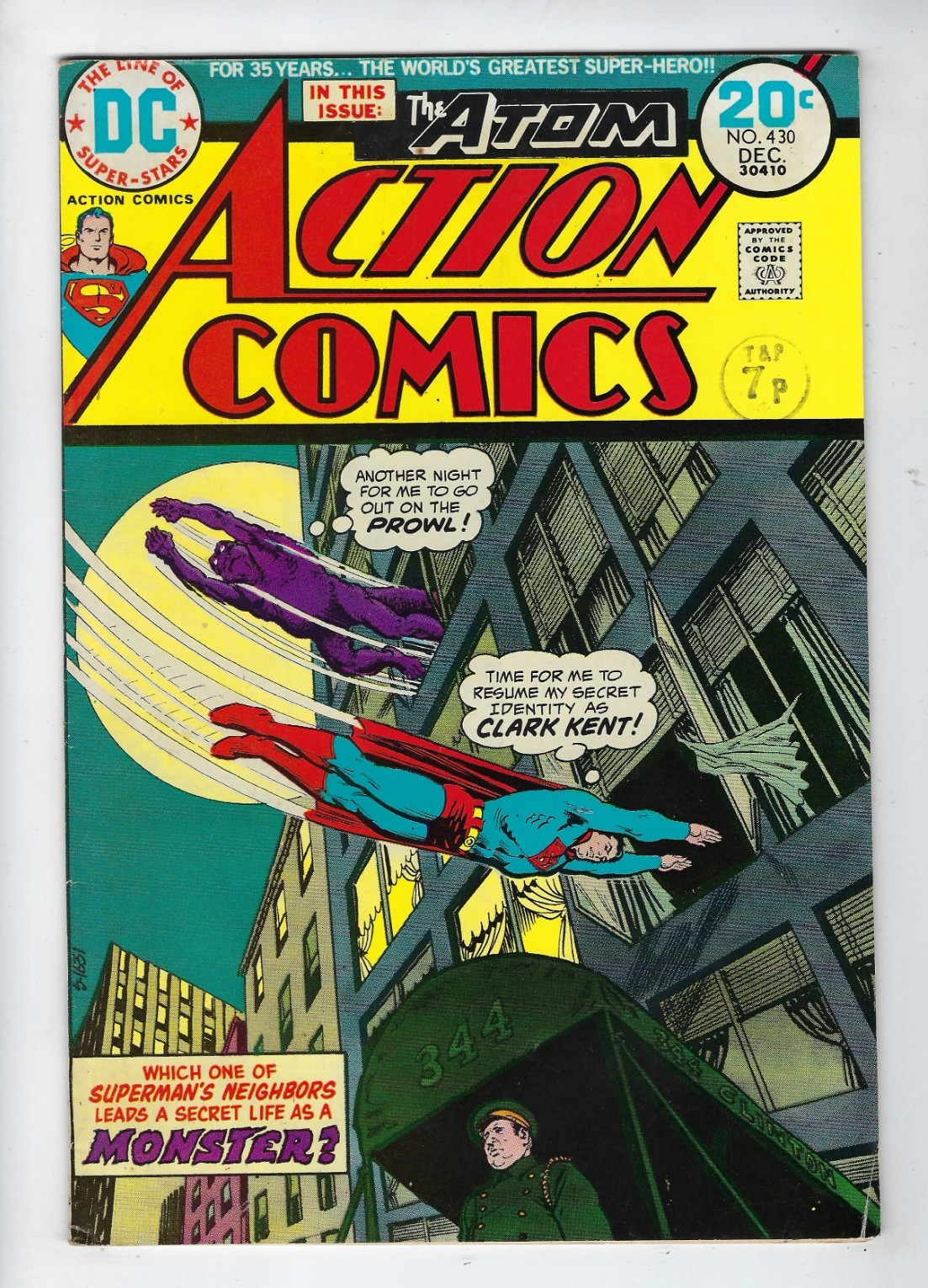 Action Comics # 430 Superman/Atom DC Comics Nick Cardy Cover 1973 FN
