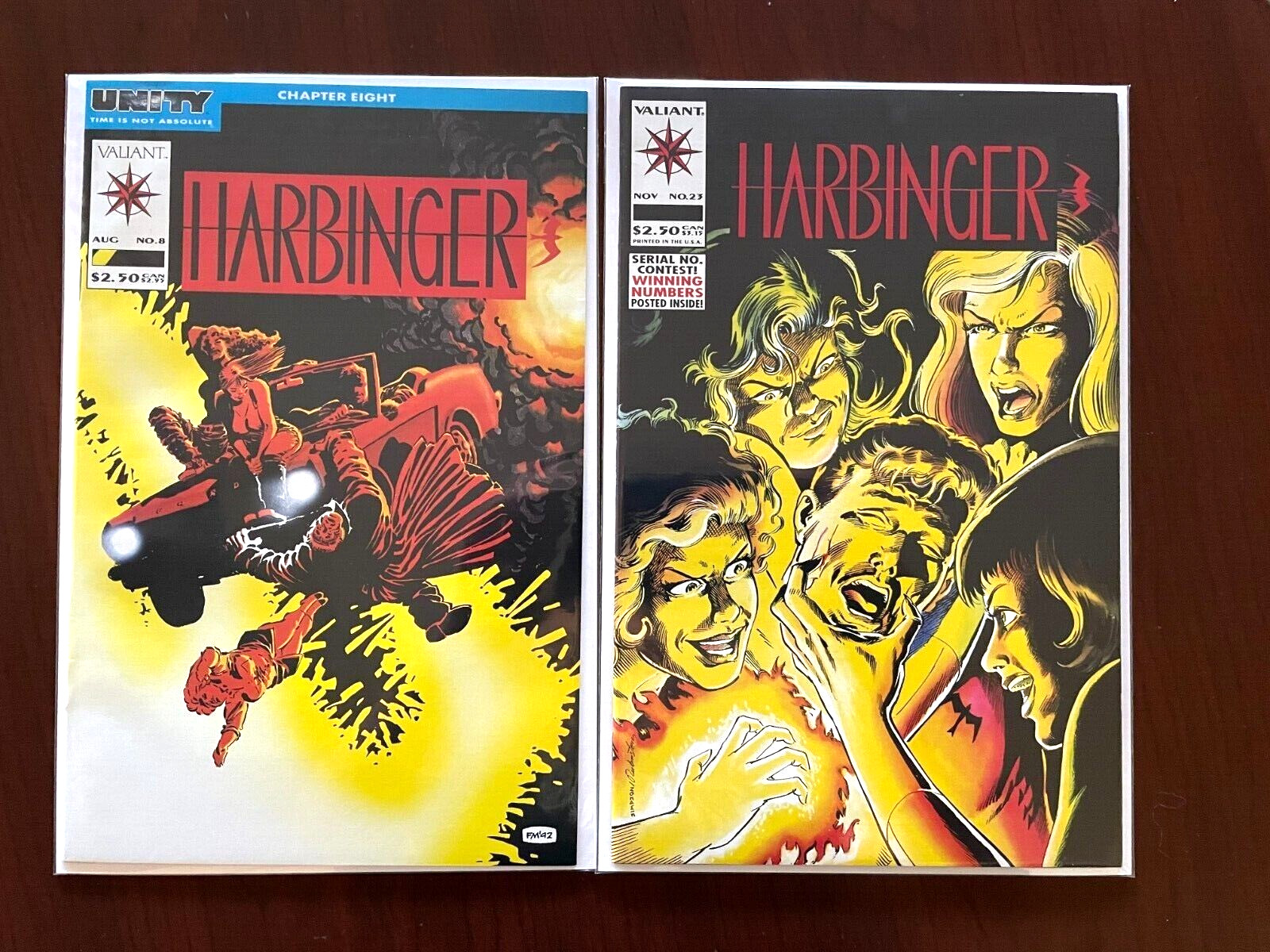 (lotto di 2 fumetti) Harbinger #8 & #23 (Valiant 1992) Frank Miller Madre NM