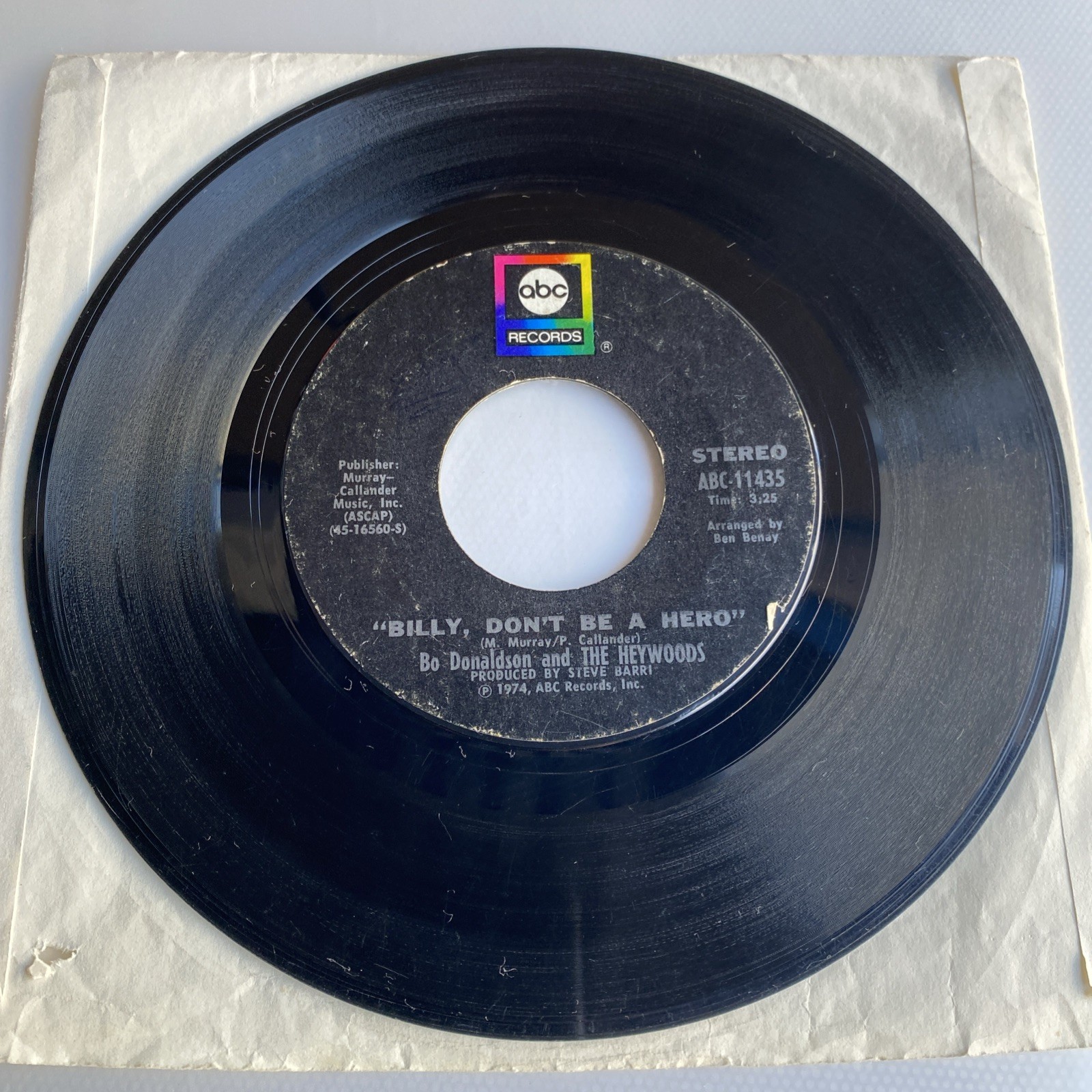 Bo Donaldson & Heywoods:  Billy Don't Be A Hero / Don't Ever Look Back, 45 h299