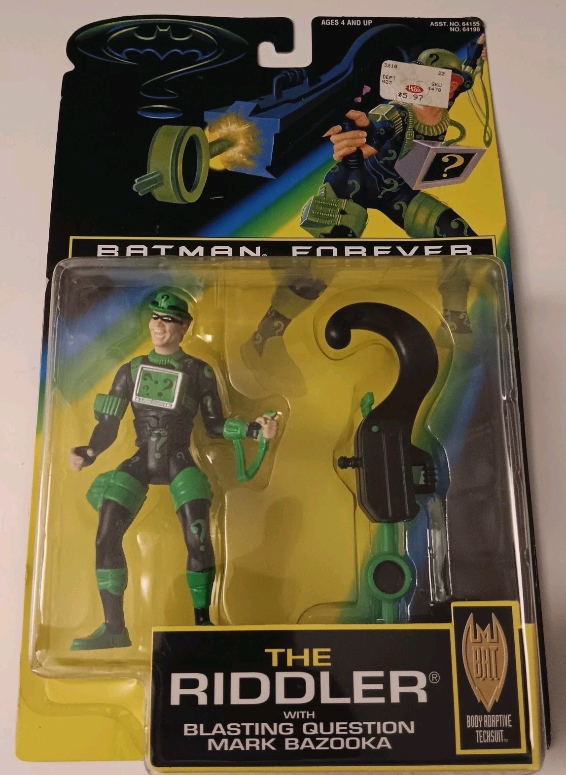 Batman Forever The Riddler Blasting Question Mark Bazooka Kenner 1995 vintage nuovo 5"