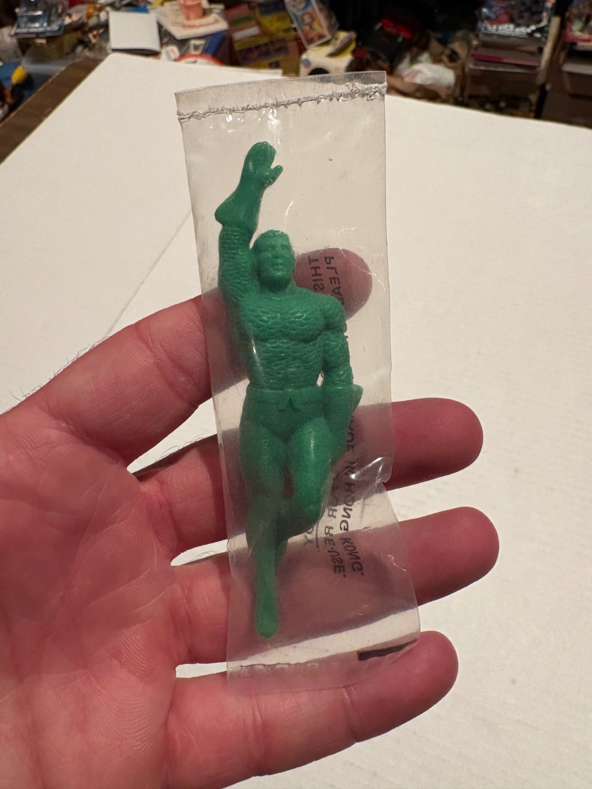 VINTAGE 1988 Burger King AQUAMAN VASCA DA BAGNO GIOCATTOLO sigillato figura verde DC Comics