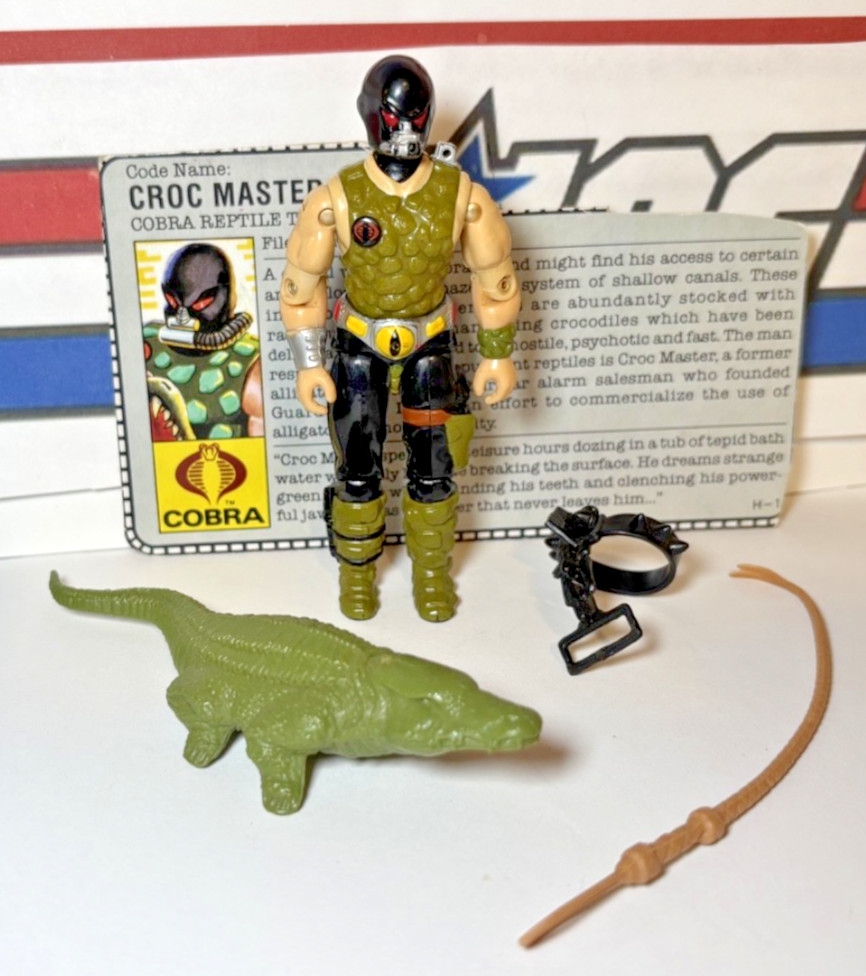GI Joe Croc Master 1987 v1 *QUASI COMPLETO con scheda, bello!* Cobra ARAH vintage