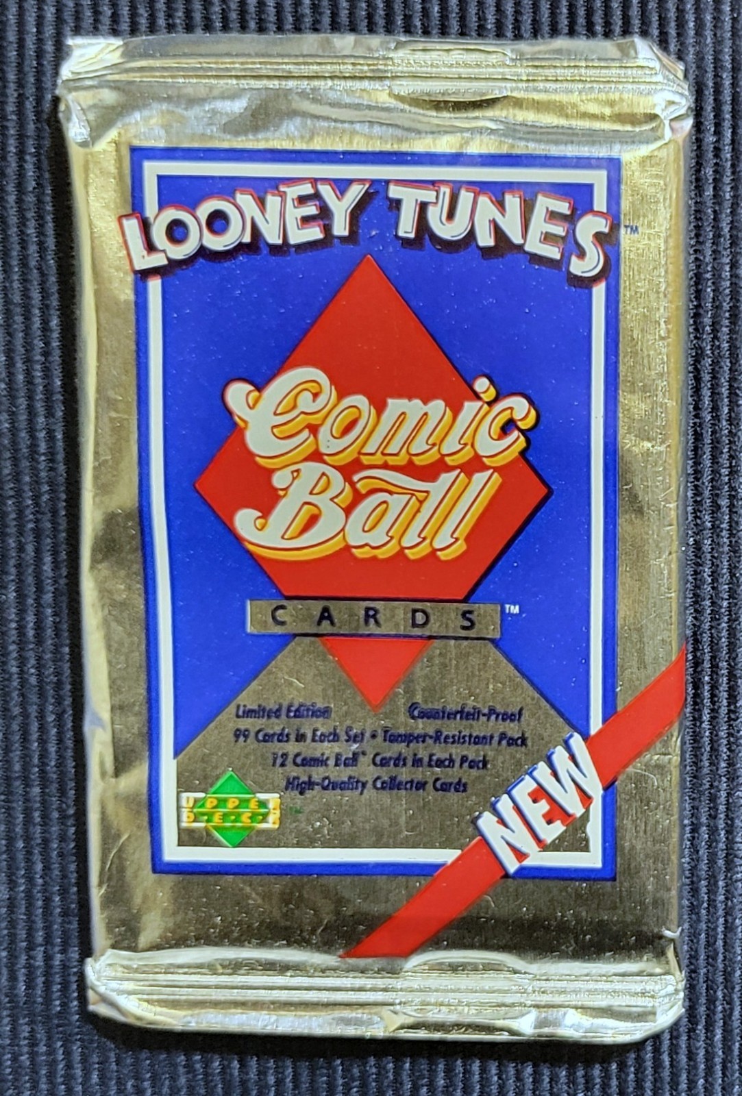 c3) Upper Deck 1990 Looney Tunes Comic Ball Cards Pack Edizione Limitata 12 Carte