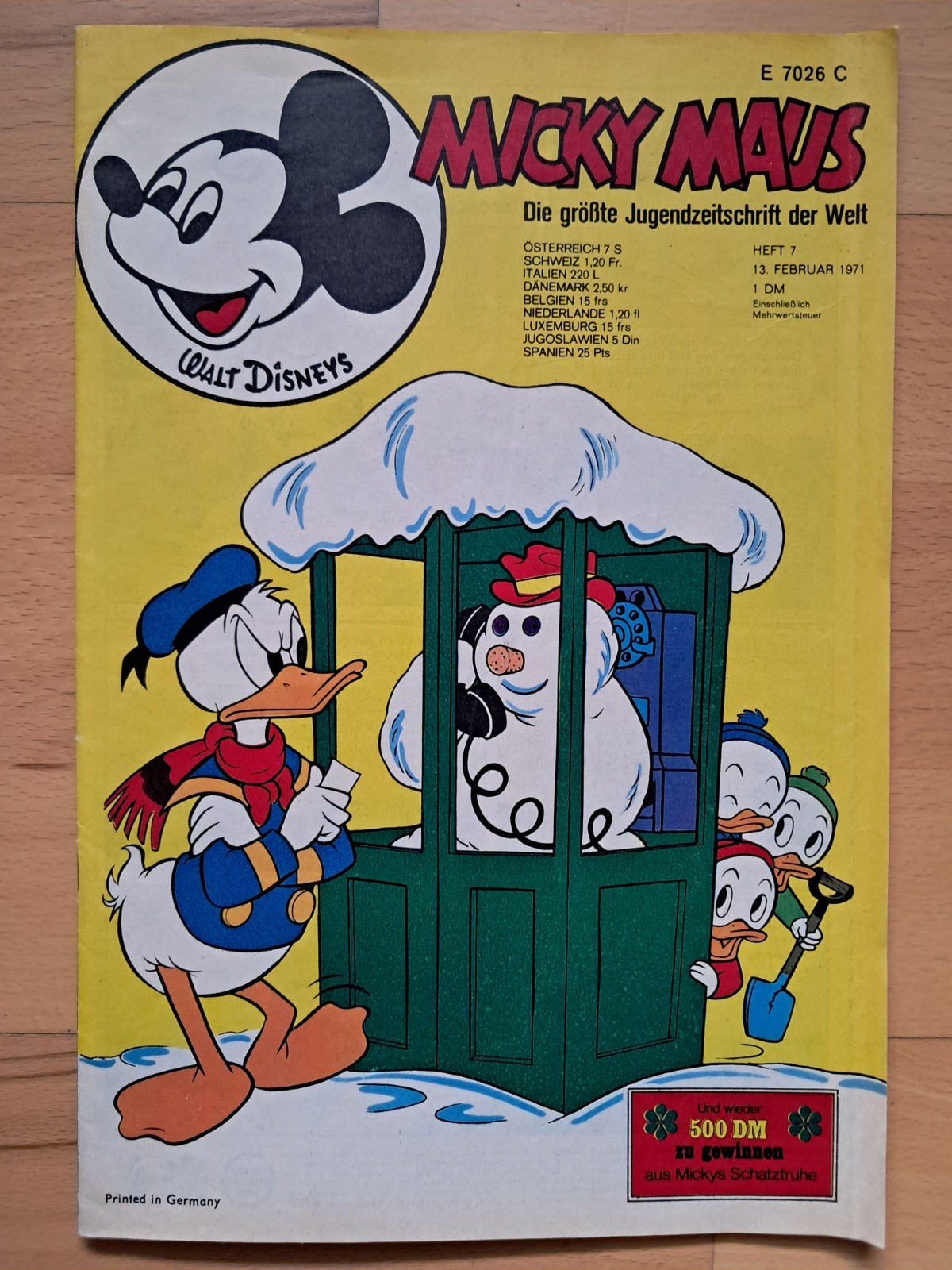 Topolino n.7 del 13.2.1971 con pagine pieghevoli, album calcio - TOP Z0-1