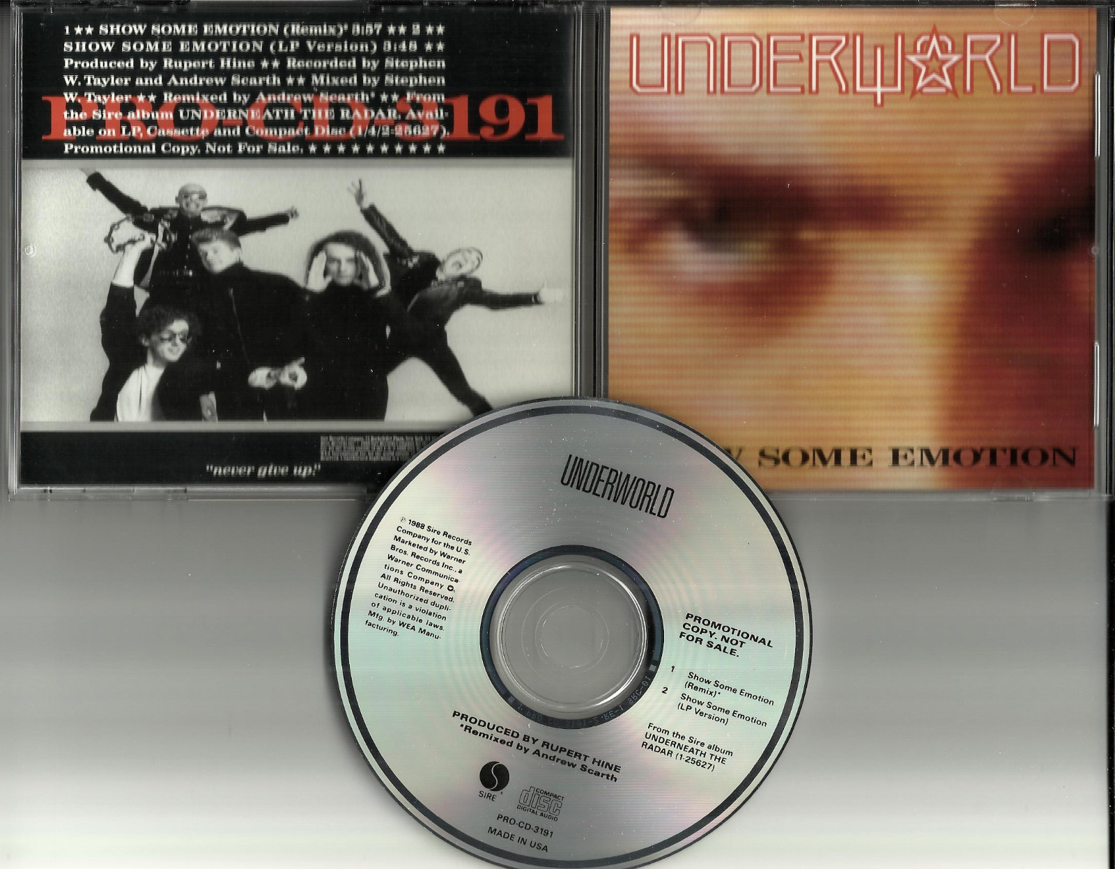 UNDERWORLD Show Some Emotion w/ RARE REMIX USA PROMO DJ CD single 1988 PROCD3191