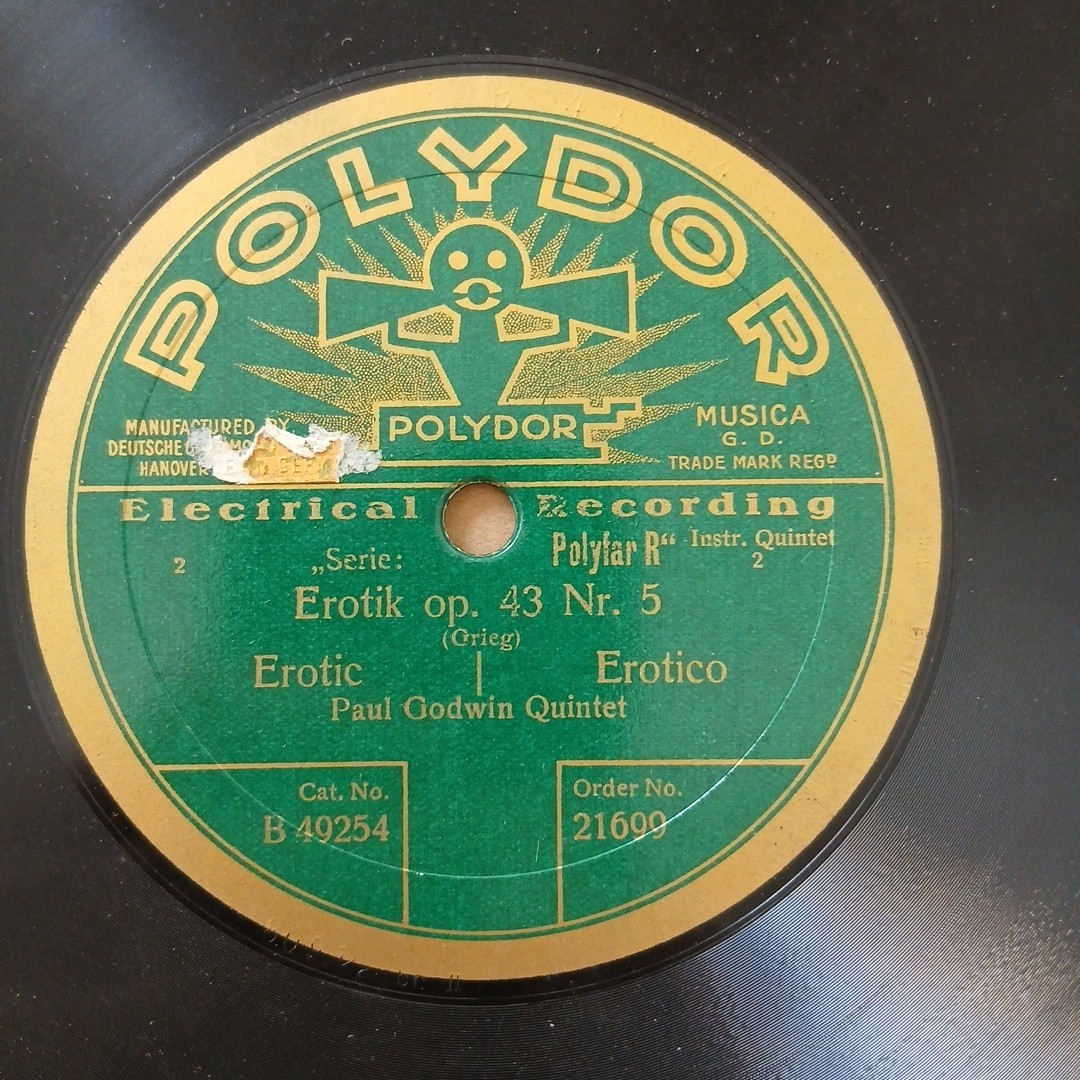 78t Paul Godwin Quintet.  Erotik, An Den Frühling (Grieg) 21699 Polydor