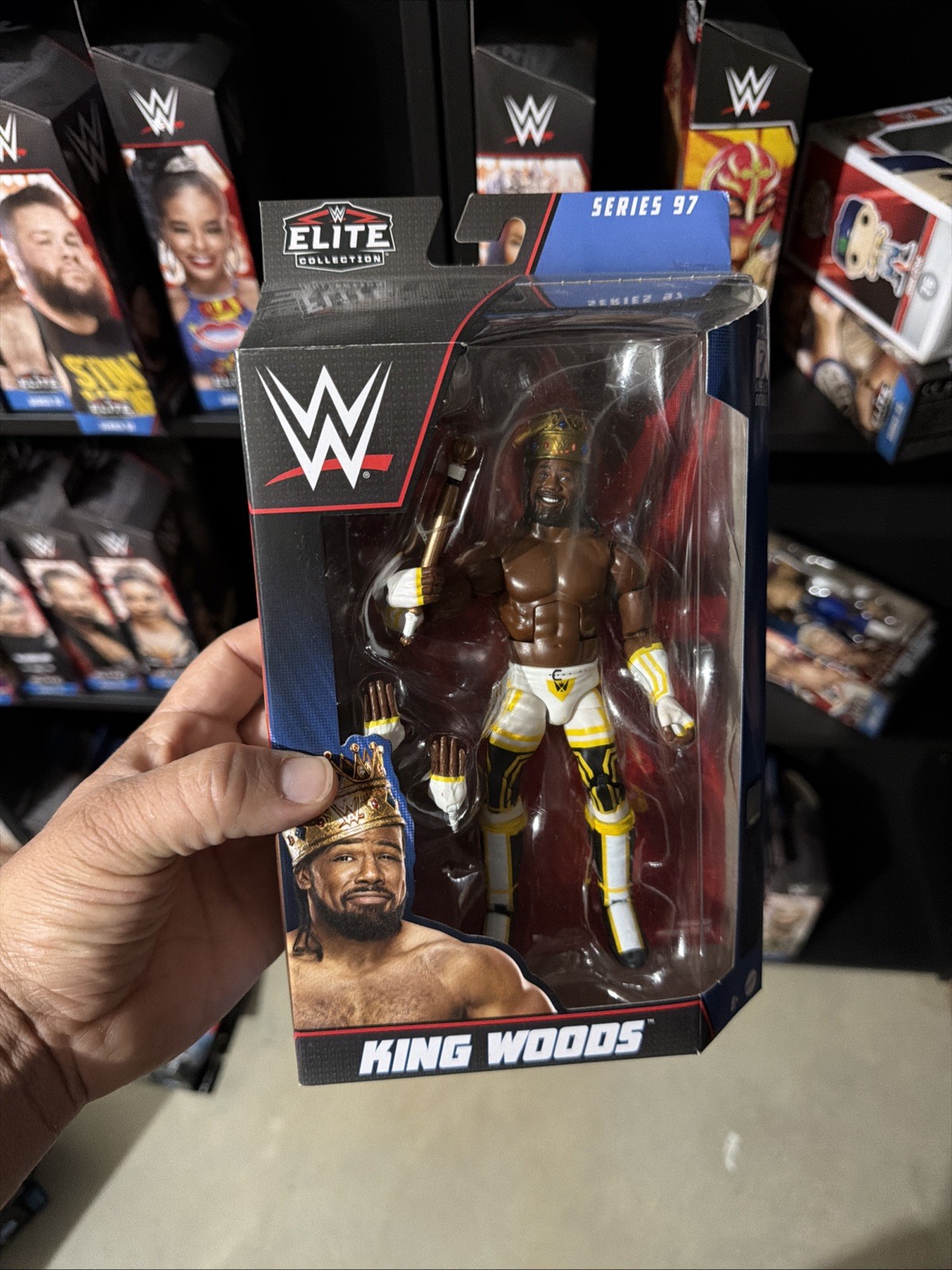 Mattel WWE Elite 97 KING WOODS WHITE PANTS Xavier Figura Sigillata