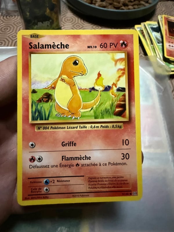 Salamèche (9/108) XY - Évolutions, sortie en 2016. Set de Base de 1999