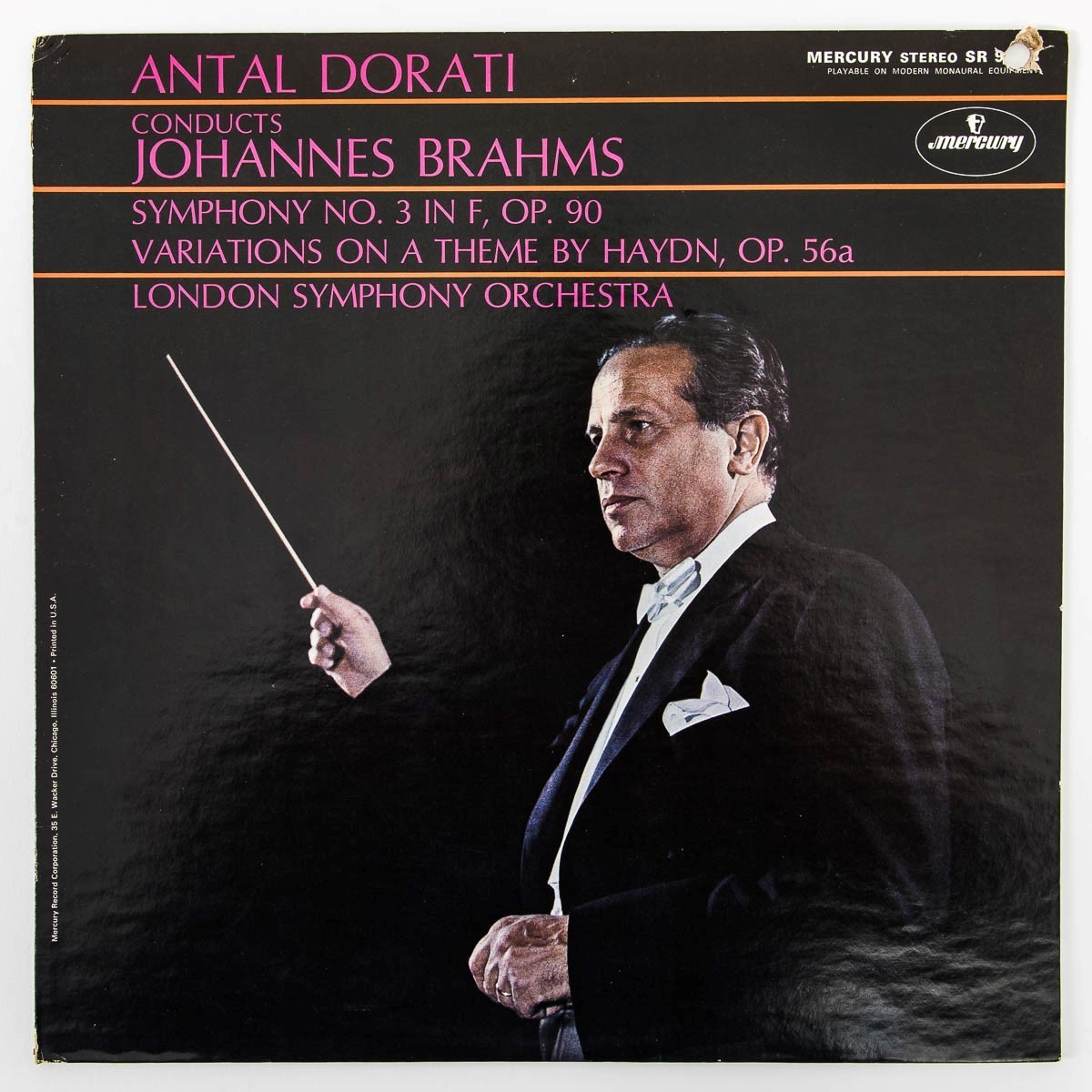 Brahms 12" Vinyl Symphony No. 3/Haydn Variations 56a NM London SR-90502 Dorati