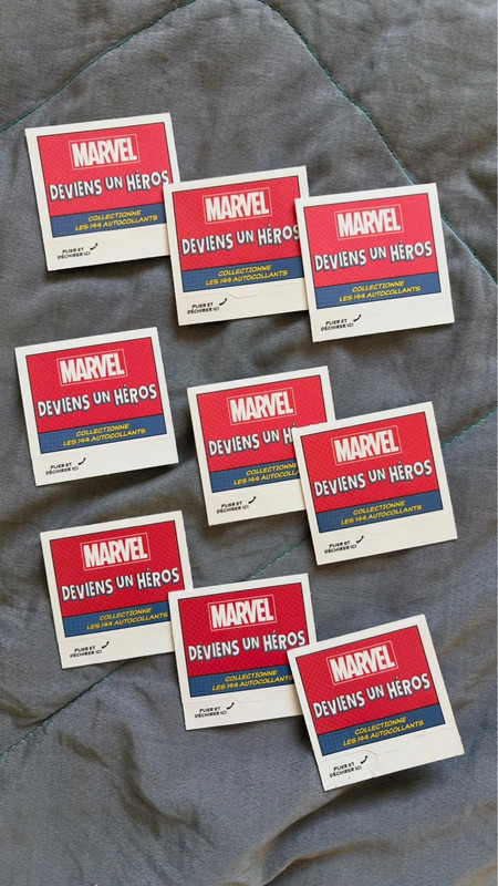 Lot de 9 cartes scellées à collectionner Marvel - Deviens un héros - Leclerc
