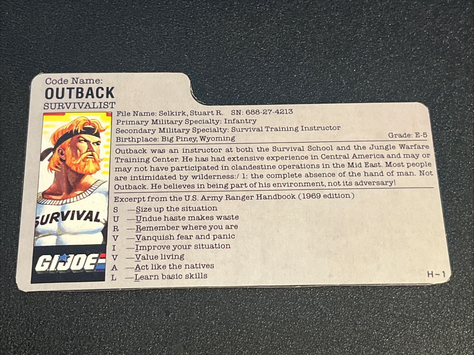 gi joe lot File Card 1987 Outback Nice Condition Clean Card