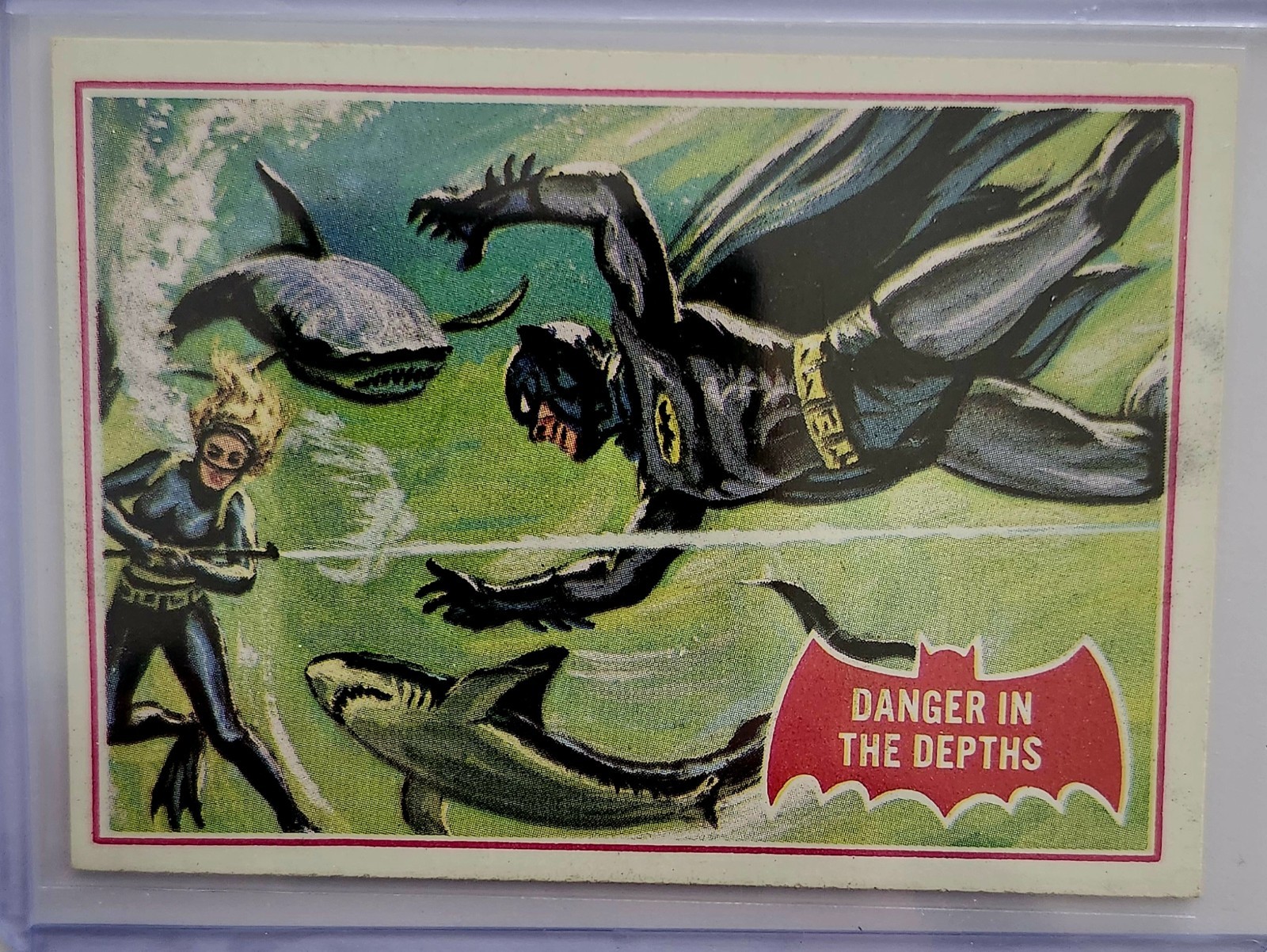 1966 Topps Batman Red Bat Card # 14 PERICOLO NELLE PROFONDITÀ - VG
