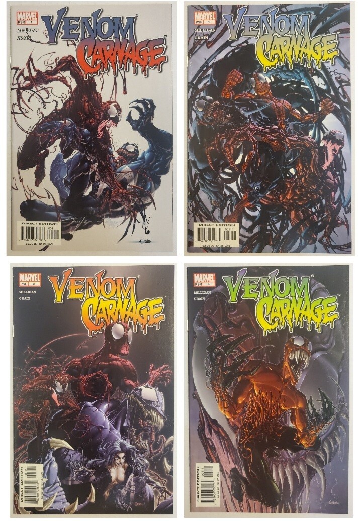 LOTTO VENOM VS CARNAGE #1-4 2 3 1° STAMPA! 1° APP DI PAT MULLIGAN AKA TOSSINA! MCU