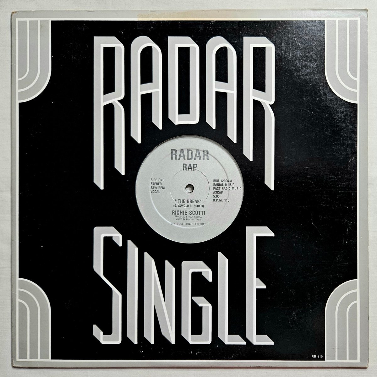1983 - RICHIE SCOTTI - THE BREAK - RADAR RECORDS ORIGINAL PRESS - DJ RED ALERT