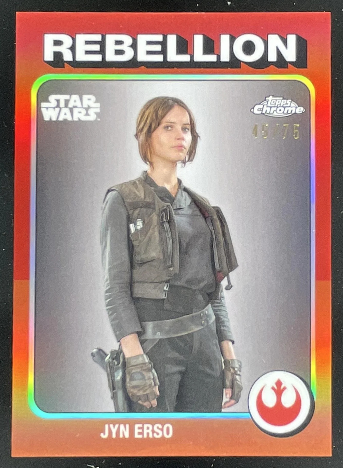 2025 Topps Chrome Star Wars 1975 omaggio #TB-30 Jyn Erso /75