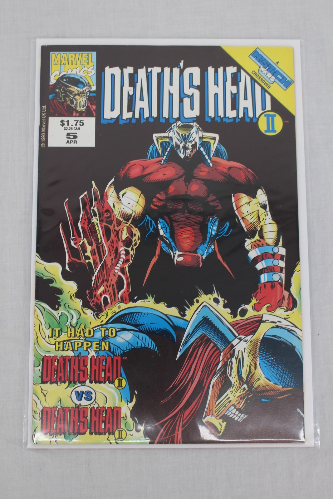 Vintage 1993 Marvel Death's Head II #5 Comic Book Boarded Multicolor Cover