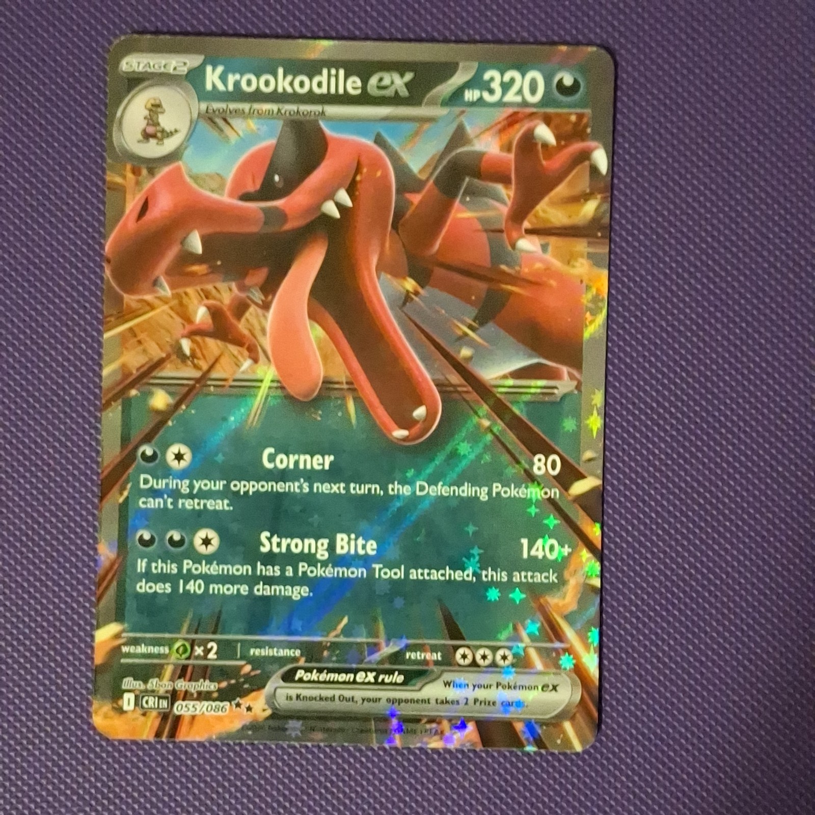 Krookodile ex CRI 055/086 Pokémon Chaos Rising Double Rare Holofoil EN NM