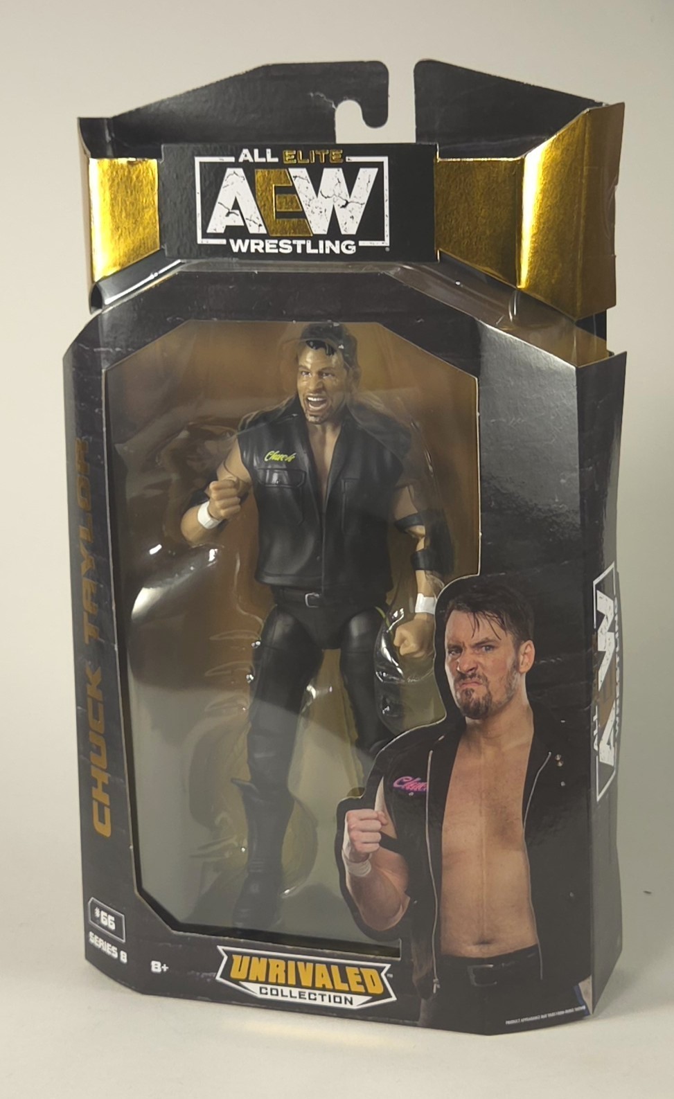 AEW Unrivaled Series 8 Chuck Taylor Action Figure #66 nuovo in scatola sigillata