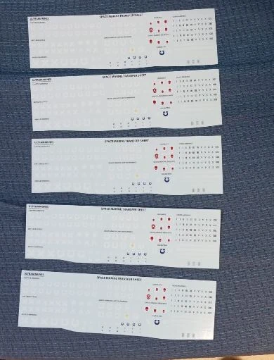 5 ultramarines transfer sheets