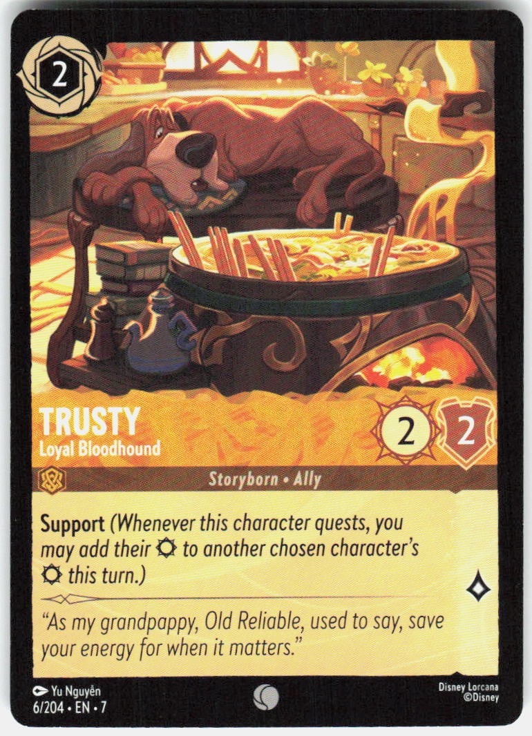 Lorcana Trusty Loyal Bloodhound 6/204 Archazia's Island Storyborn alleato comune
