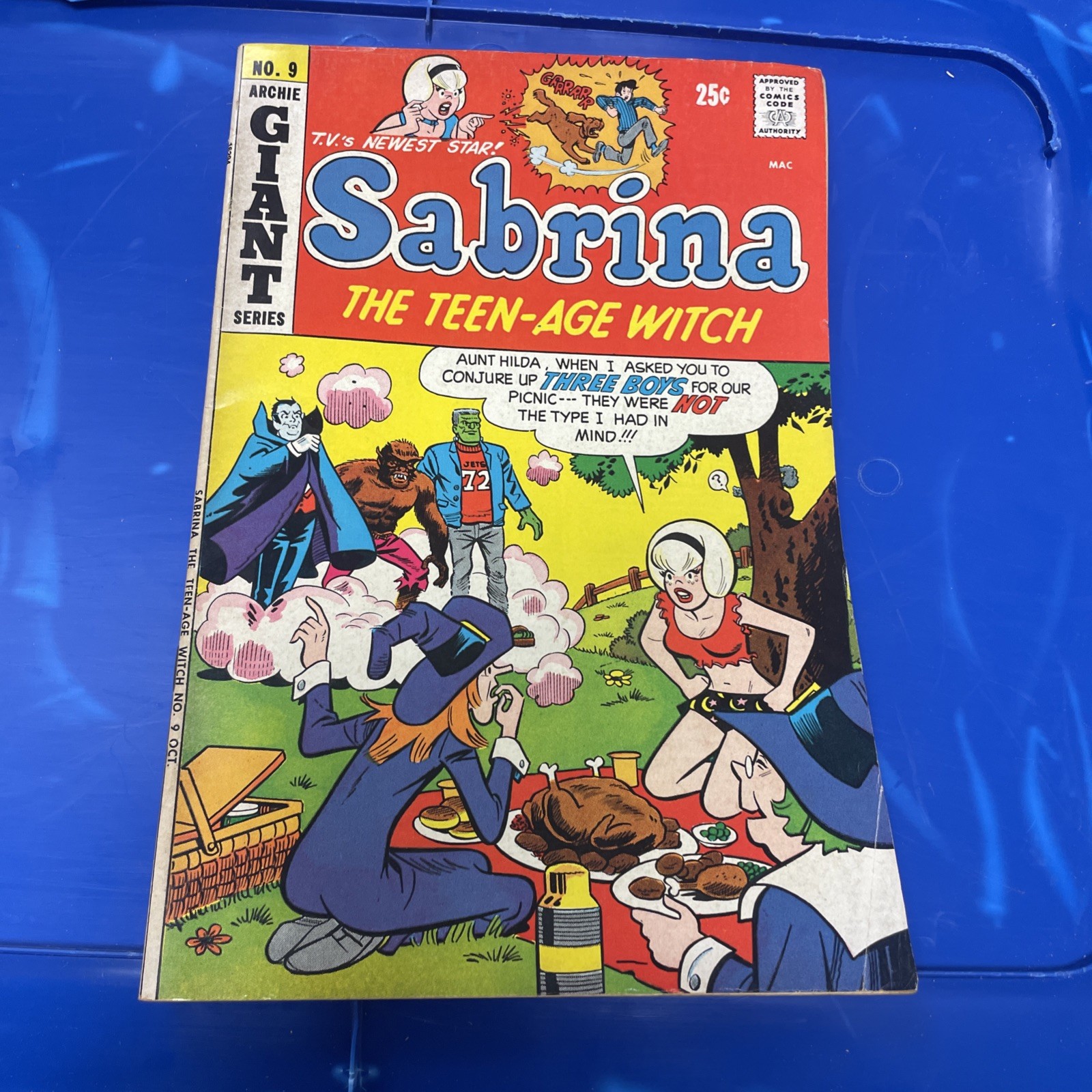 Sabrina la strega adolescente #9 Archie 1972 Frankenstein, Dracula, lupo mannaro