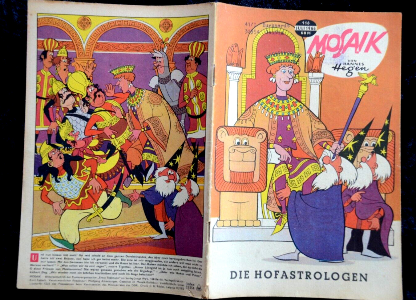 Originale MOSAIK Hannes Hegen Nr. 116 La Hofastrologin DDR 1966