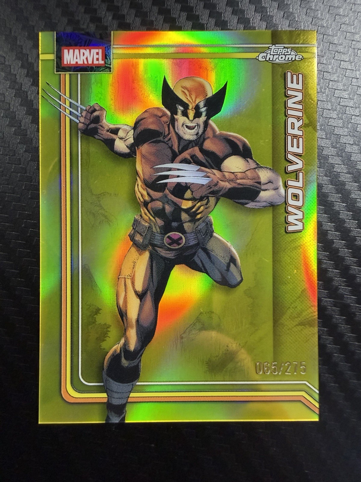 2026 Topps Chrome Marvel #199 Wolverine rifrattore giallo /275 SP