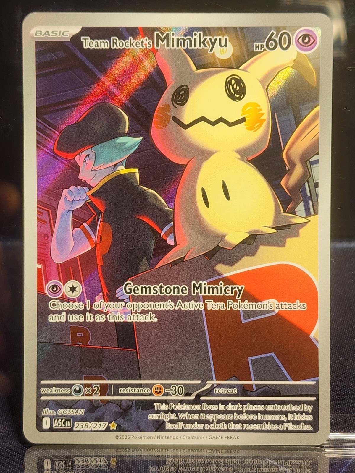 Team Rocket's Mimikyu Holo Illustrazione Rara ME: Ascended Heroes 238/217 NM