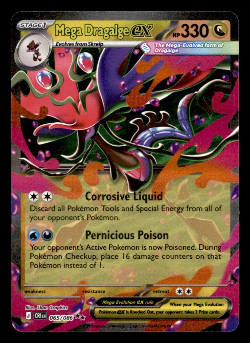 Mega Dragalge ex Holo Doppia Rara ME04: Chaos Rising 065/086 quasi nuova
